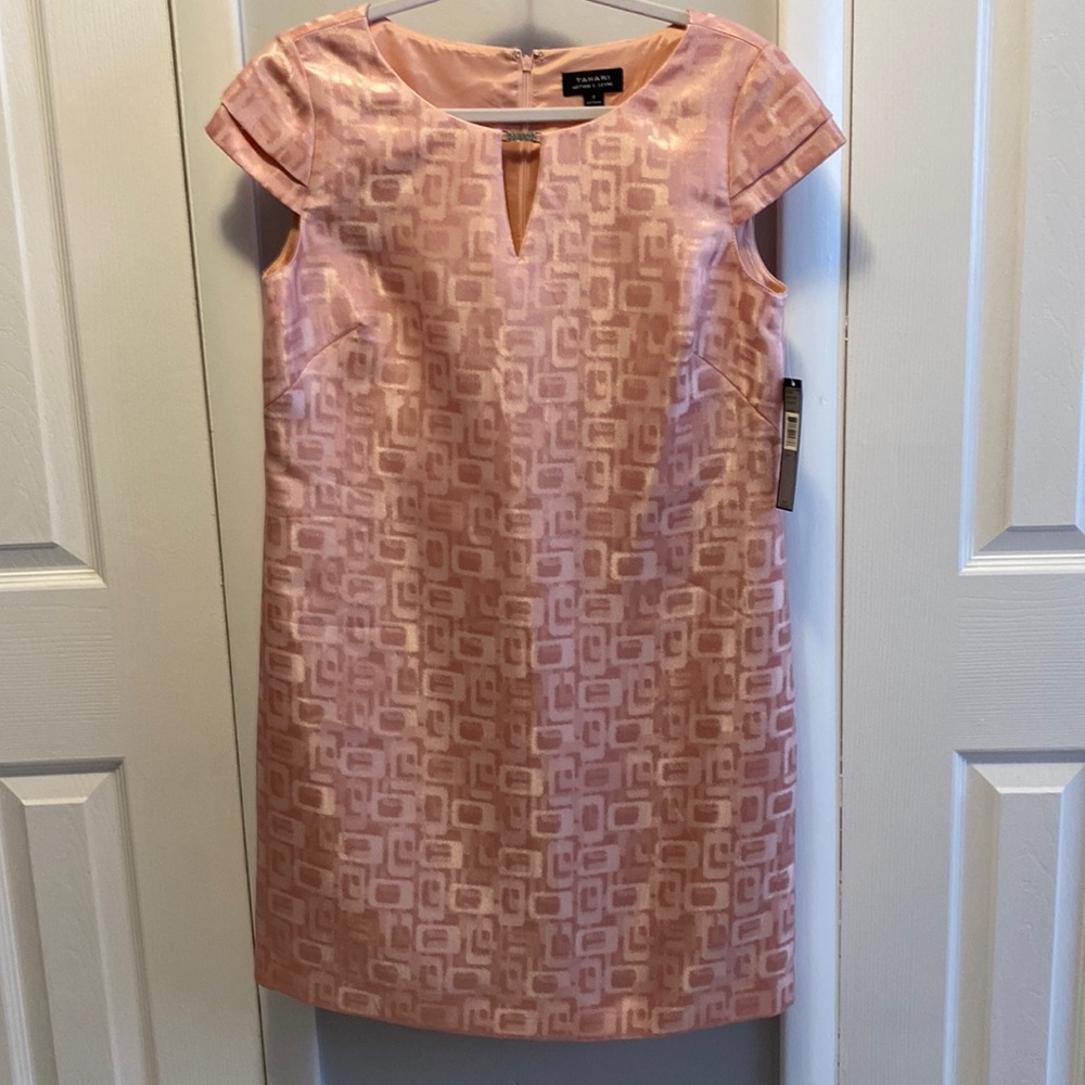 Tahari ASL Pink Jacquard Shift Dress - Picture 2 of 8